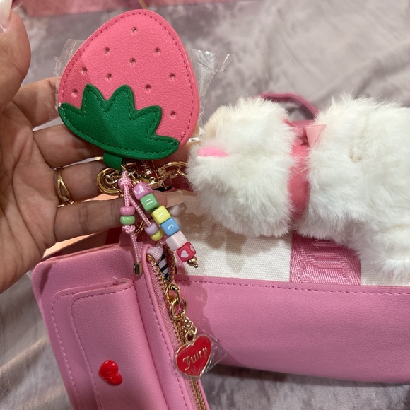 Juicy Couture Pink Strawberry Tote Bag with Plush Charms - Picture 4 of 7
